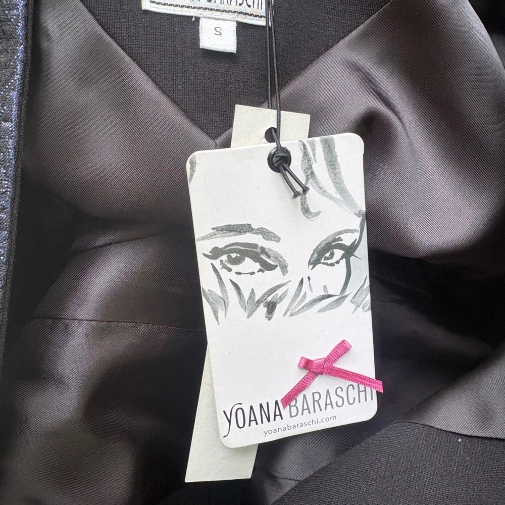 Yoana Baraschi Blazer S Black Metallic Blue NWT  Tailored Shimmer Edgy Cyberpunk - Picture 6 of 10
